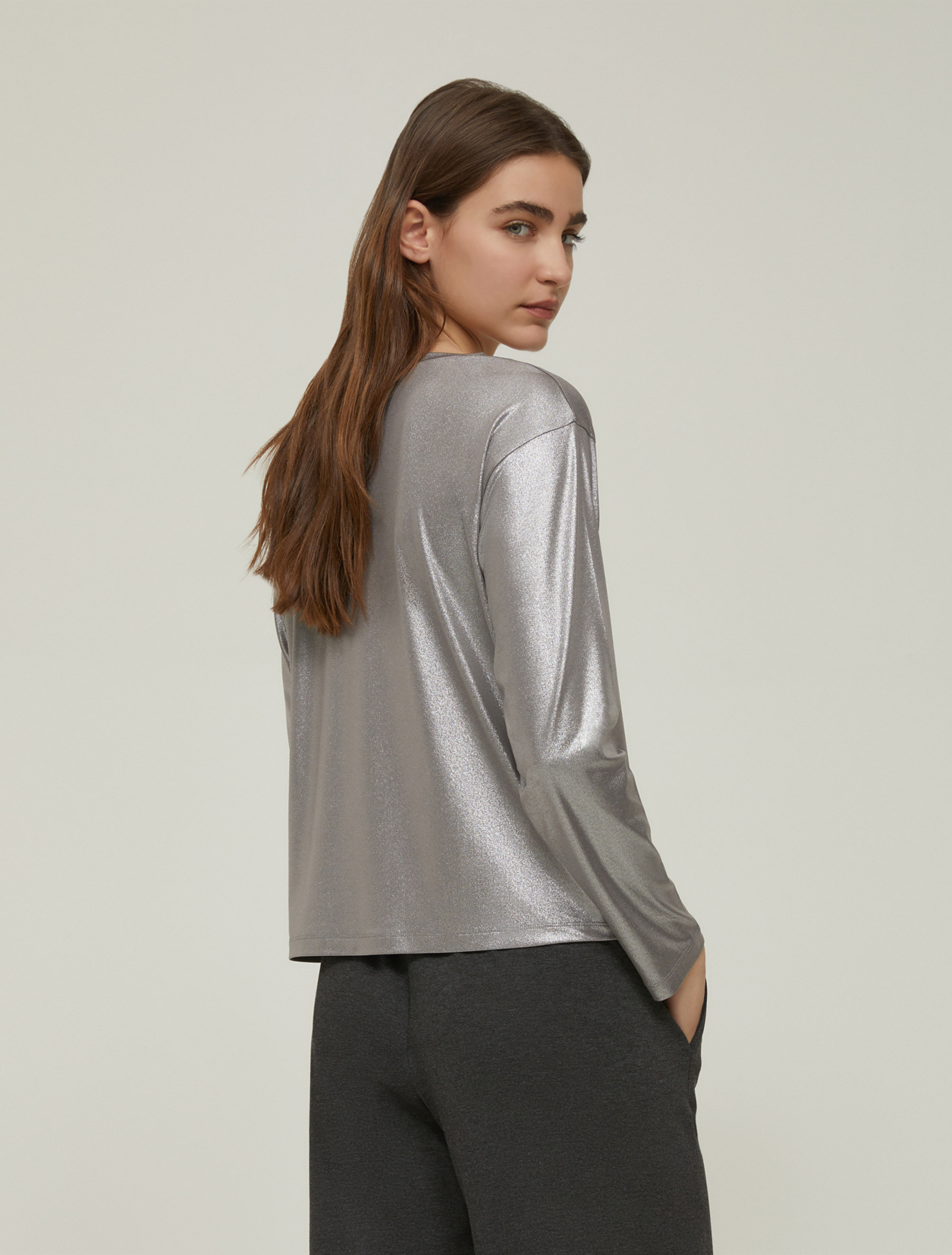 Laminated jersey T-shirt - PEWTER - pennyblack