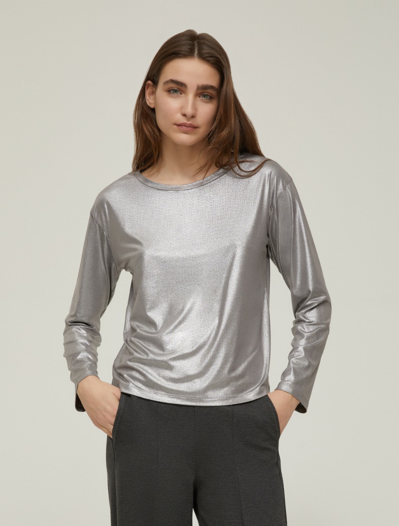 Laminated jersey T-shirt - PEWTER - pennyblack