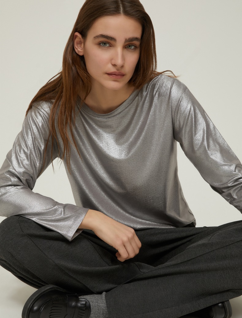 Laminated jersey T-shirt - PEWTER - pennyblack