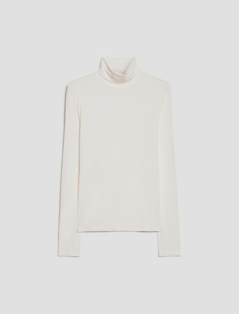 Stretch jersey polo-neck sweater - IVORY - pennyblack