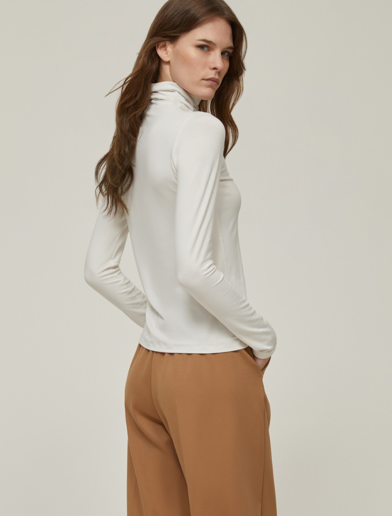 Stretch jersey polo-neck sweater - IVORY - pennyblack