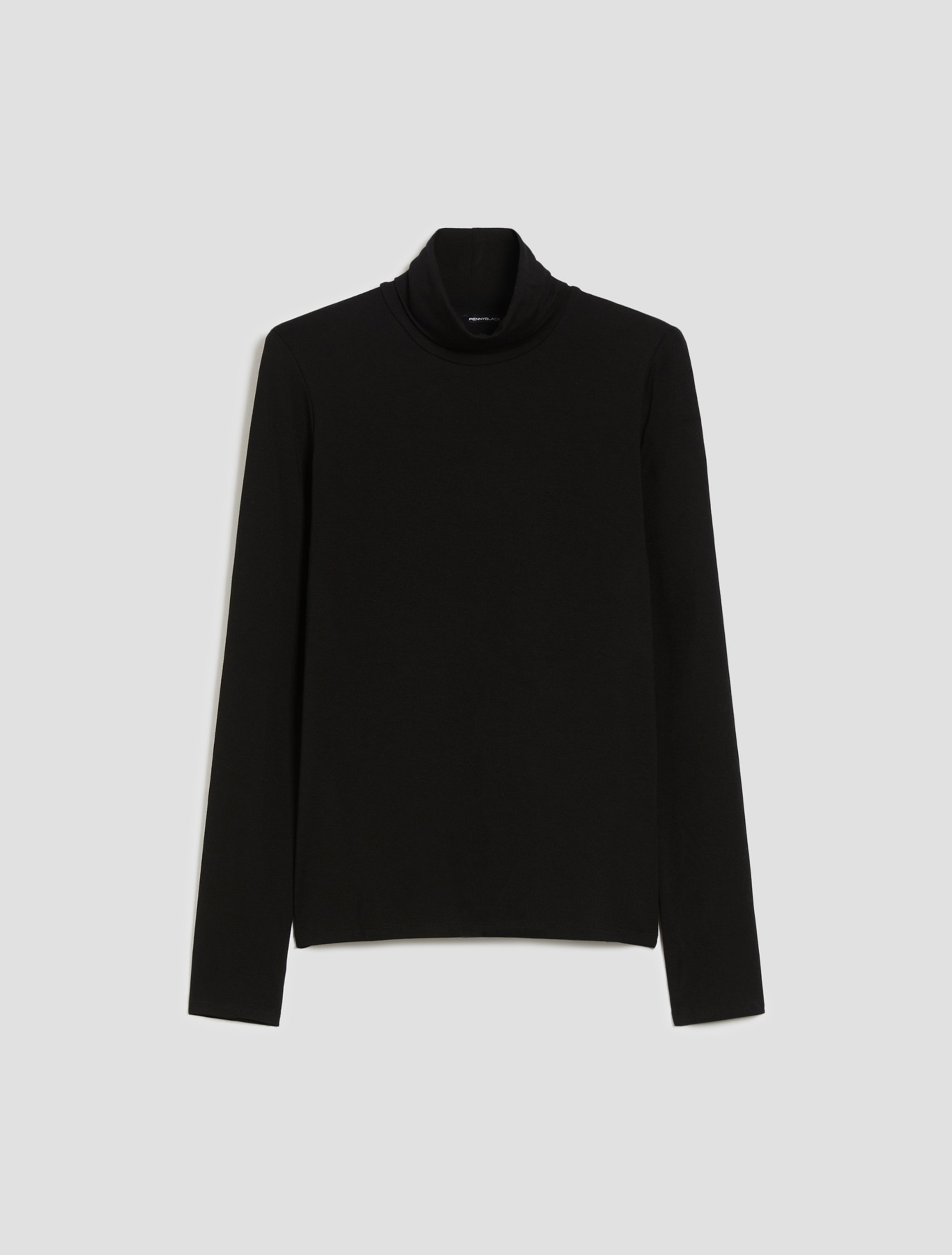 Stretch jersey polo-neck sweater - BLACK - pennyblack