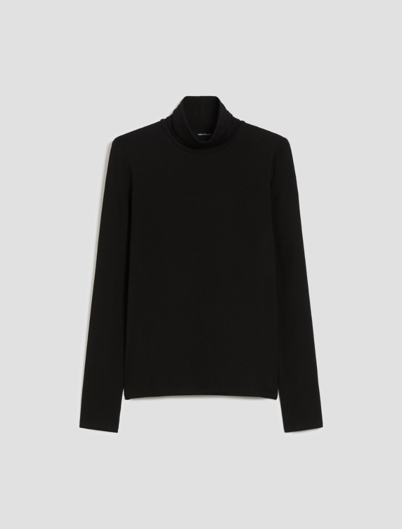 Stretch jersey polo-neck sweater - BLACK - pennyblack
