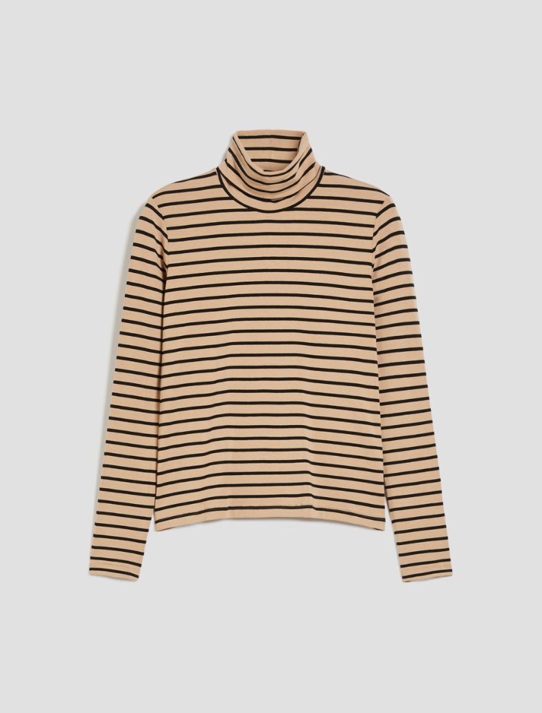 Stretch jersey polo-neck sweater - CAMEL - pennyblack