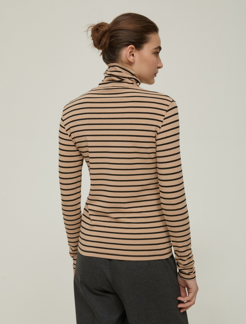 Stretch jersey polo-neck sweater - CAMEL - pennyblack