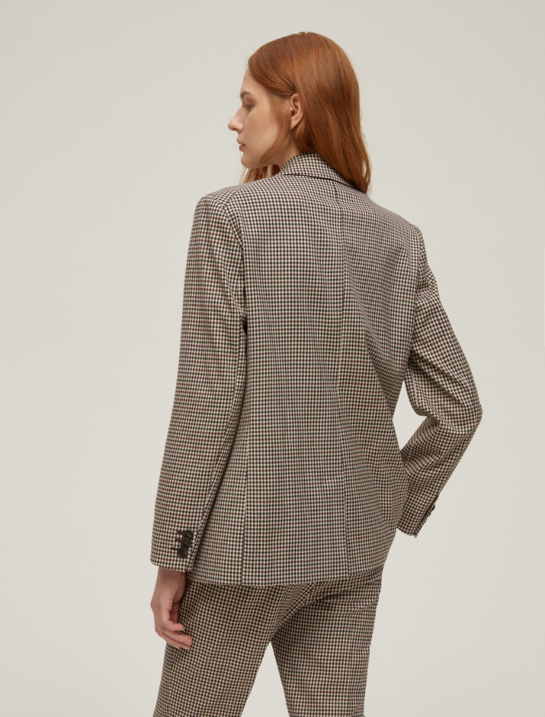 Chequered single-breasted blazer - BORDEAUX - pennyblack