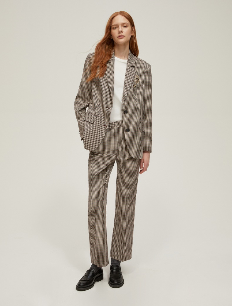 Chequered single-breasted blazer - BORDEAUX - pennyblack