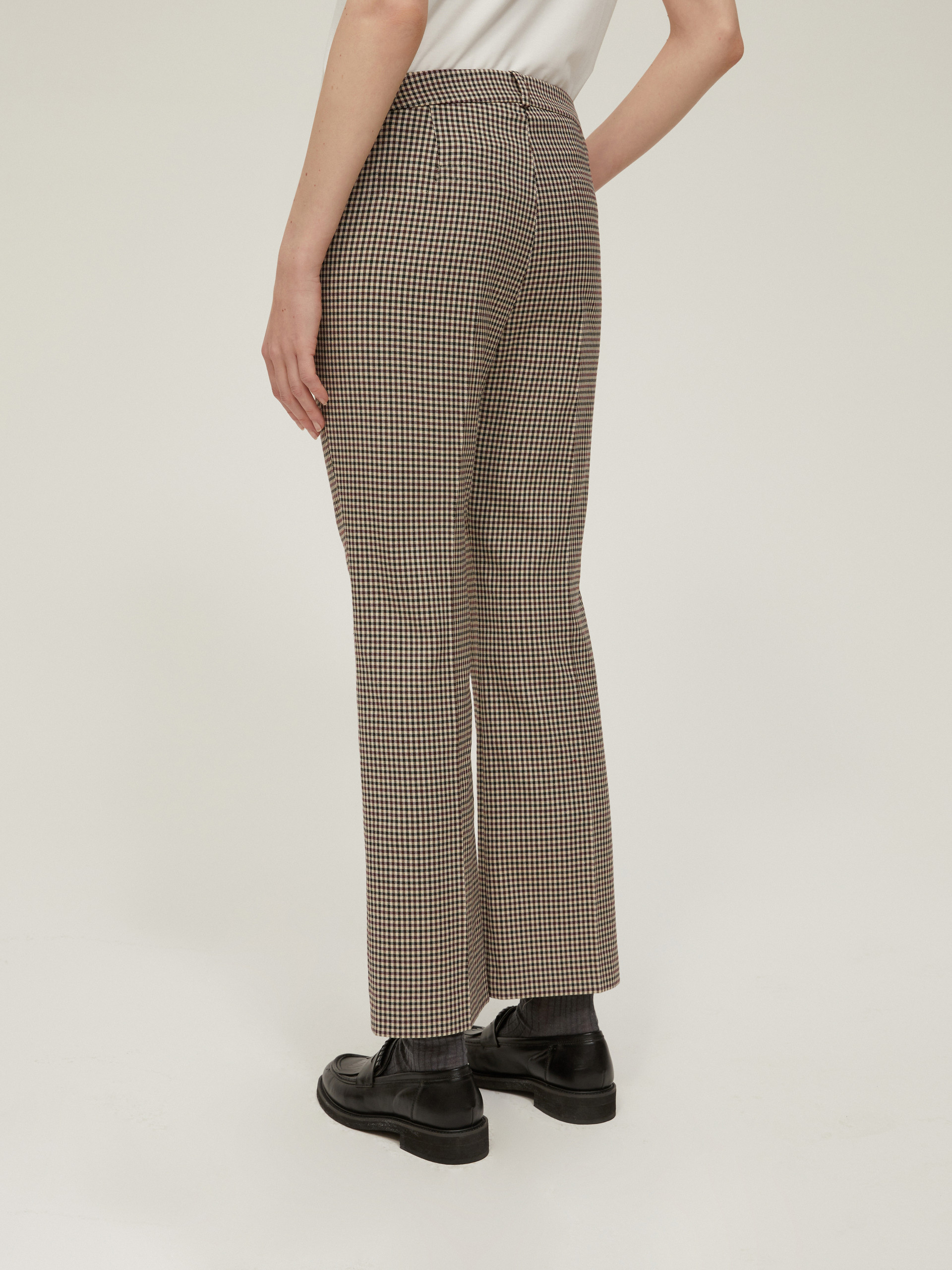 Chequered fit-and-flare trousers - BORDEAUX - pennyblack