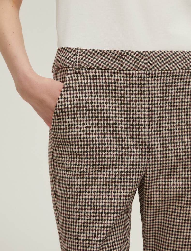 Chequered fit-and-flare trousers - BORDEAUX - pennyblack