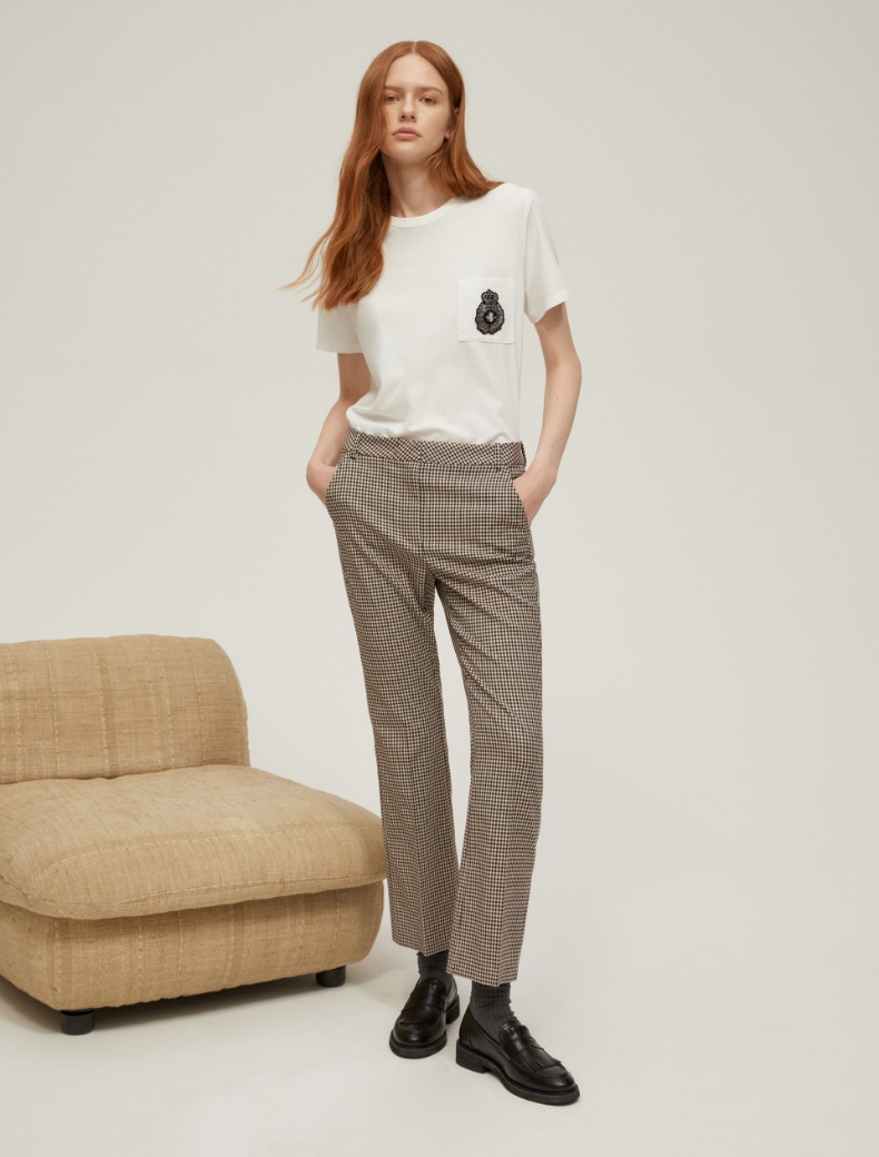 Chequered fit-and-flare trousers - BORDEAUX - pennyblack