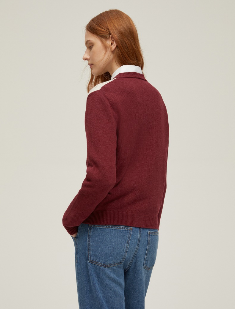 Lurex-embellished Argyle sweater - BORDEAUX - pennyblack