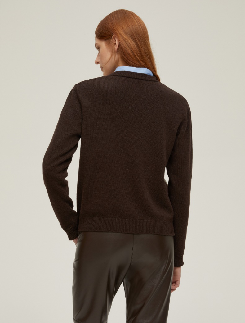 Lurex-embellished Argyle sweater - BROWN - pennyblack