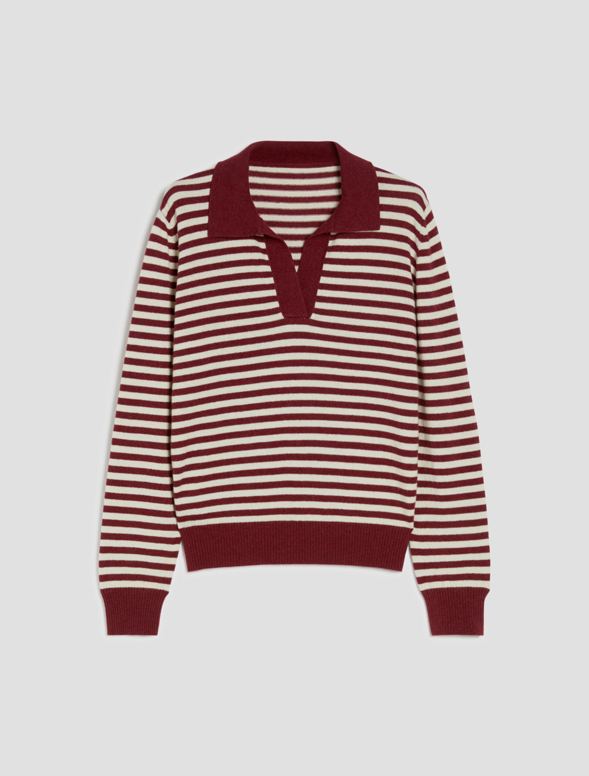 Striped knit polo shirt - BORDEAUX - pennyblack