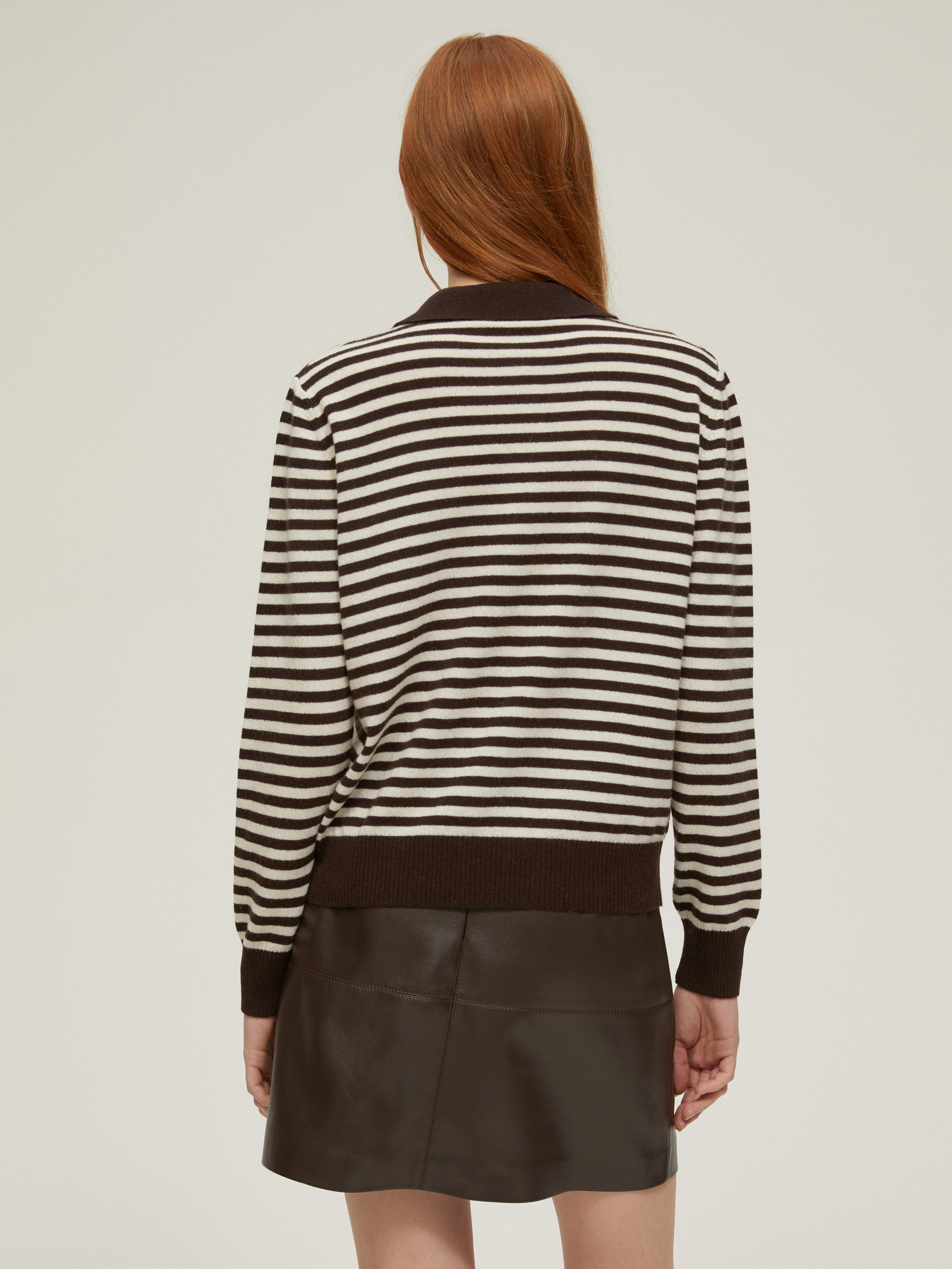 Striped knit polo shirt - BROWN - pennyblack