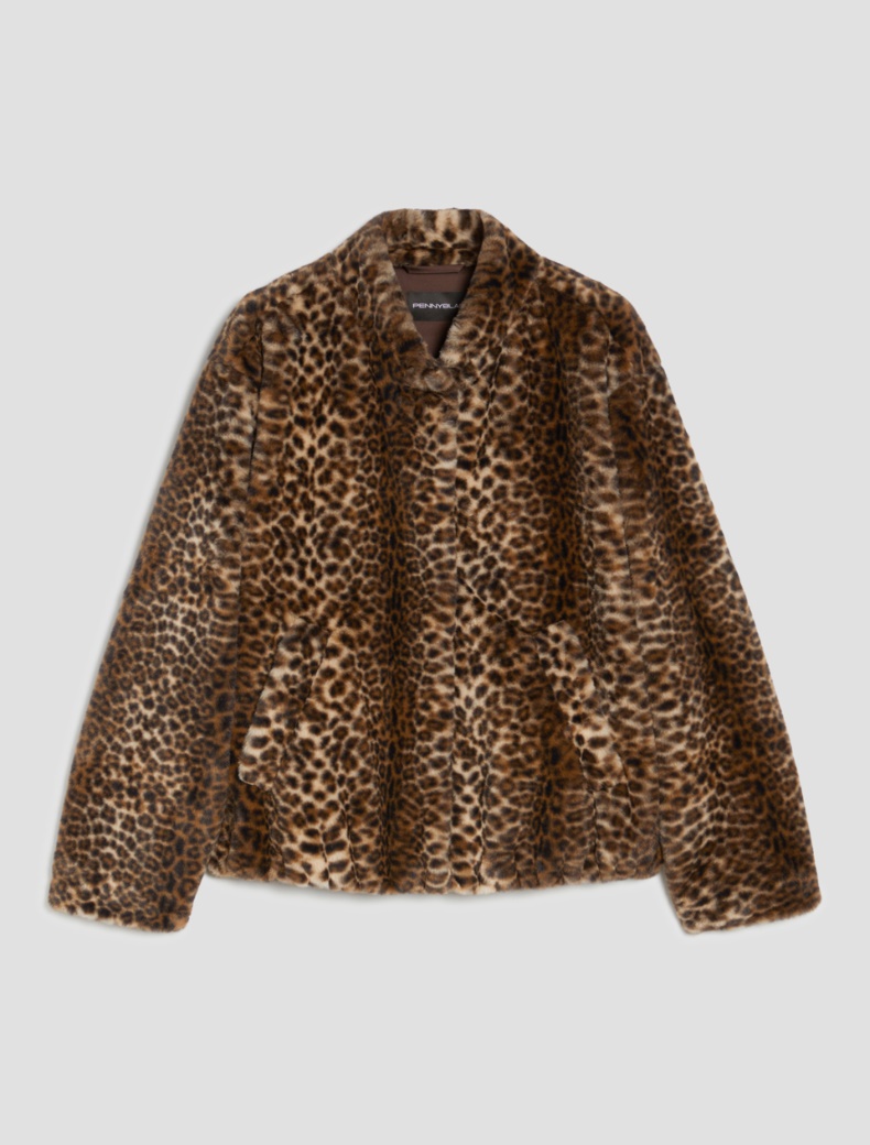 Animal print-patterned bomber jacket - DARK BROWN - pennyblack
