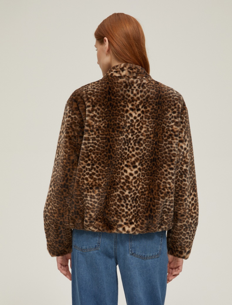 Animal print-patterned bomber jacket - DARK BROWN - pennyblack