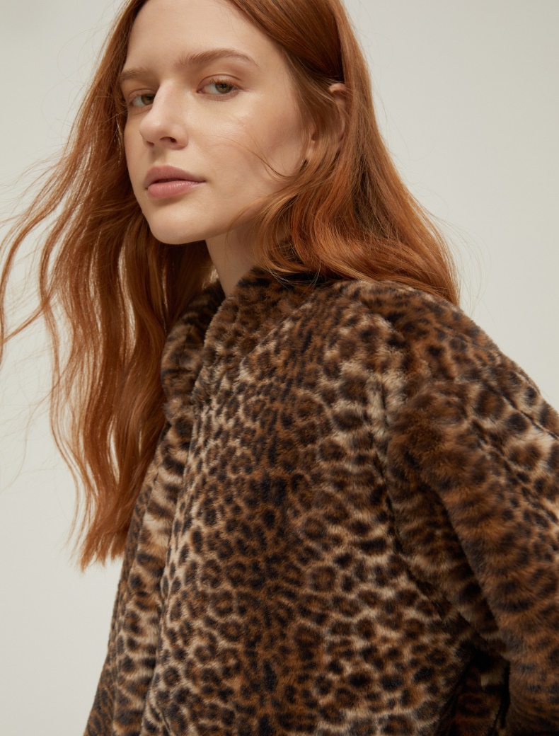 Animal print-patterned bomber jacket - DARK BROWN - pennyblack