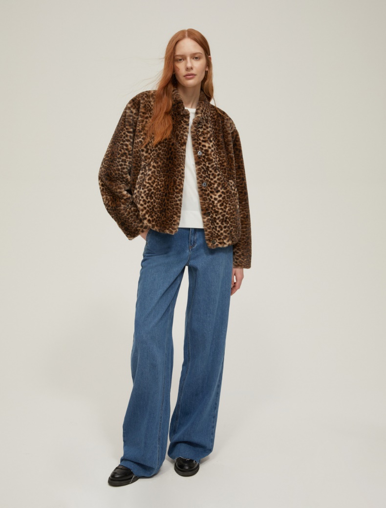 Animal print-patterned bomber jacket - DARK BROWN - pennyblack