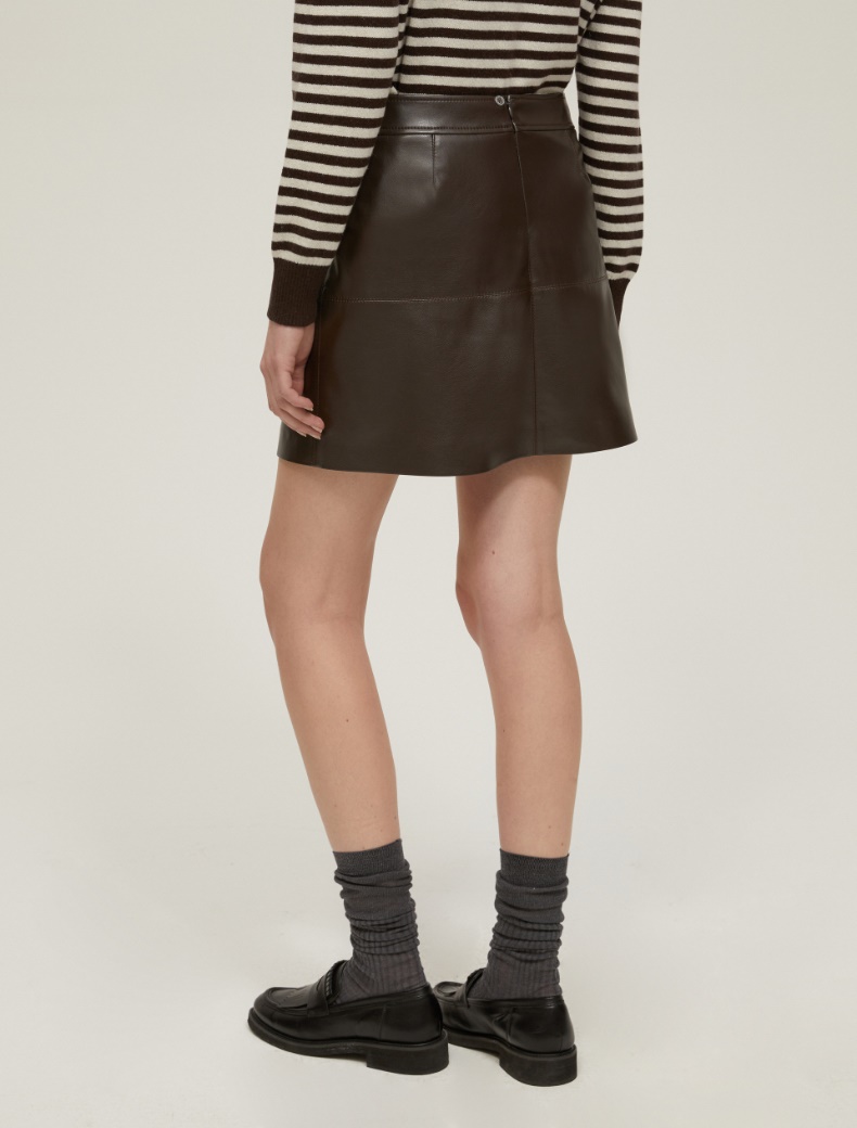 Coated jersey mini skirt - COFFEE - pennyblack