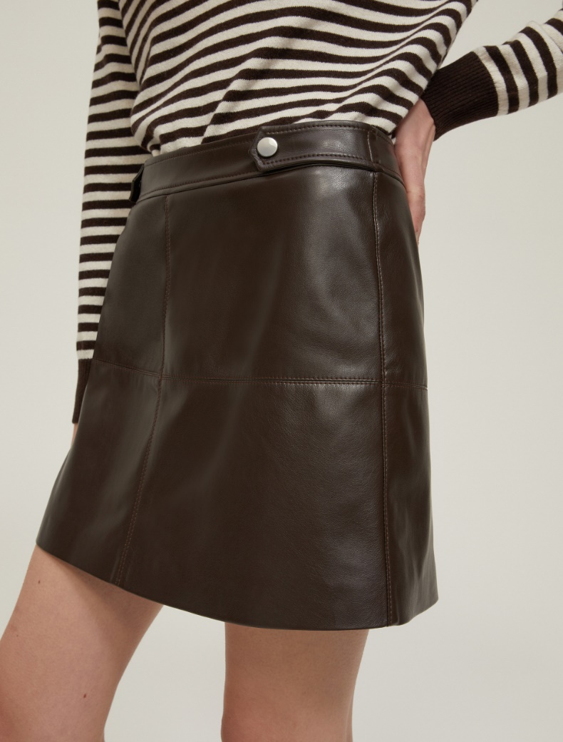 Coated jersey mini skirt - COFFEE - pennyblack