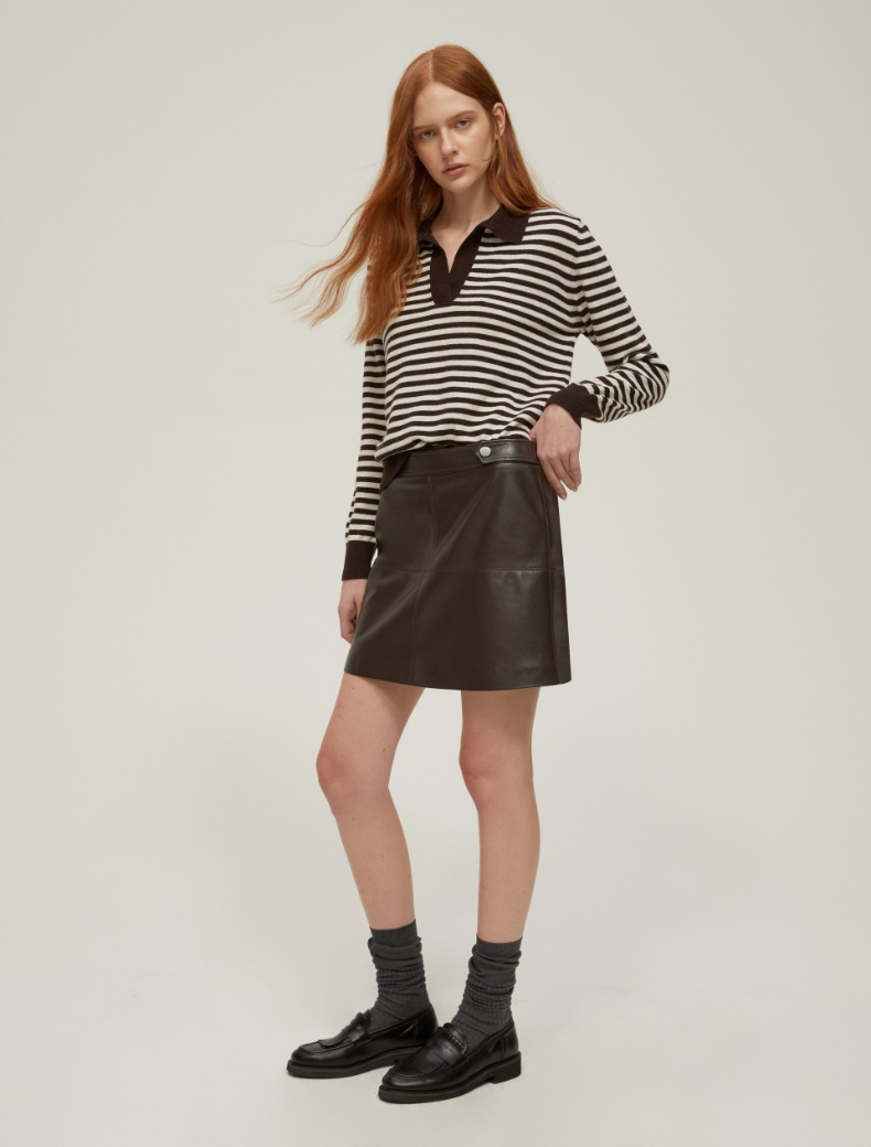 Coated jersey mini skirt - COFFEE - pennyblack