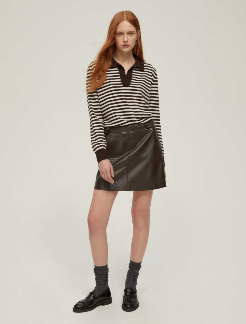 Coated jersey mini skirt - COFFEE - pennyblack