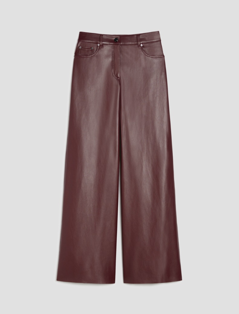 Wide-fit coated jersey trousers - BORDEAUX - pennyblack