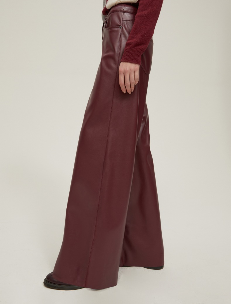 Wide-fit coated jersey trousers - BORDEAUX - pennyblack