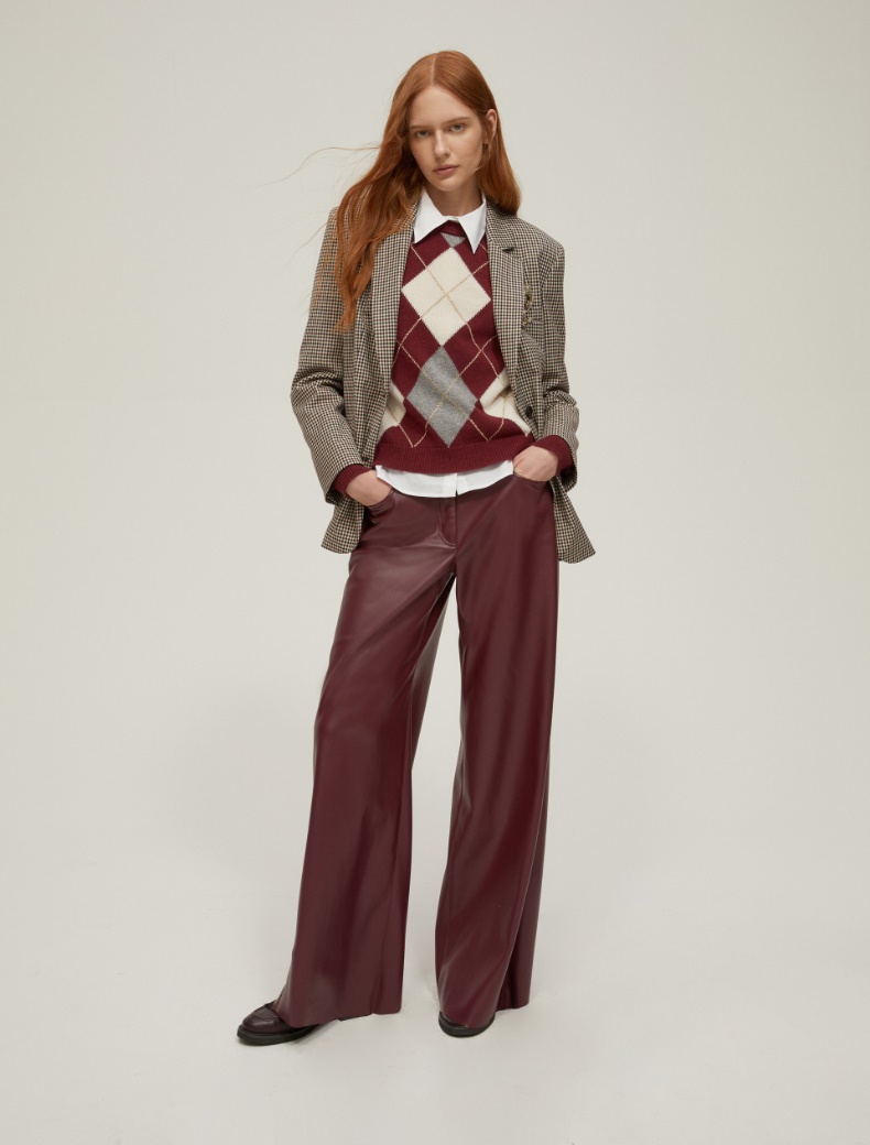 Wide-fit coated jersey trousers - BORDEAUX - pennyblack