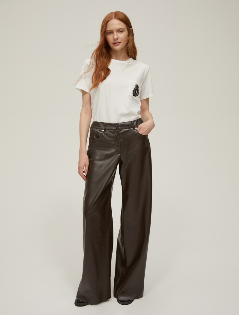 Wide-fit coated jersey trousers - COFFEE - pennyblack