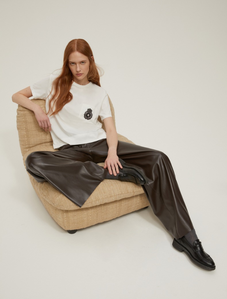 Wide-fit coated jersey trousers - COFFEE - pennyblack