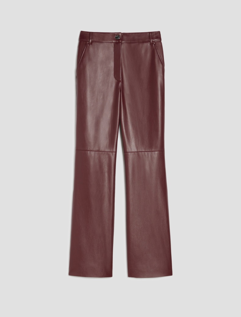 Flared coated jersey trousers - BORDEAUX - pennyblack