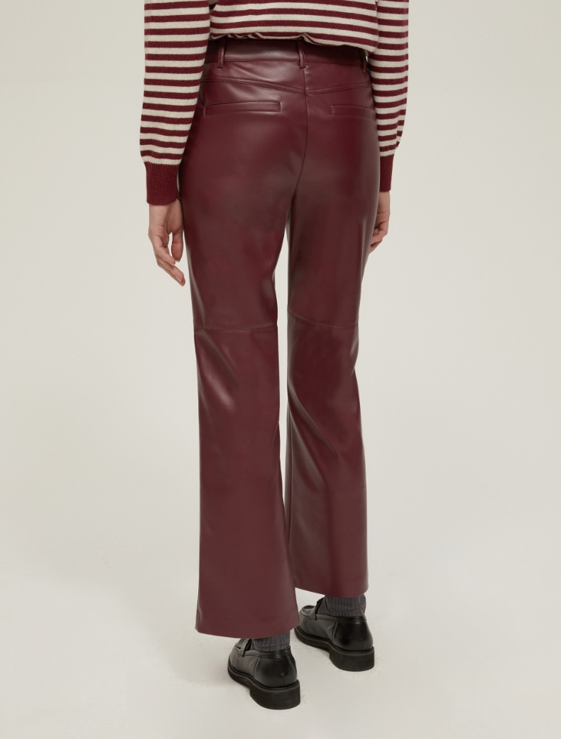 Flared coated jersey trousers - BORDEAUX - pennyblack