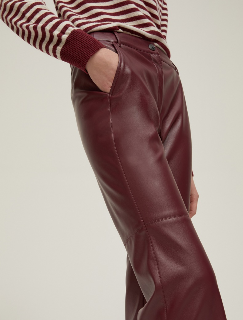 Flared coated jersey trousers - BORDEAUX - pennyblack