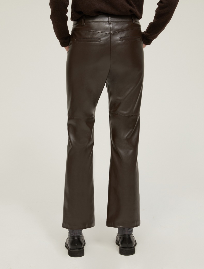 Flared coated jersey trousers - COFFEE - pennyblack