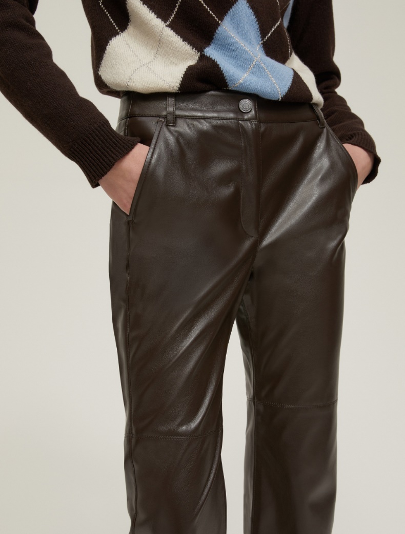 Flared coated jersey trousers - COFFEE - pennyblack