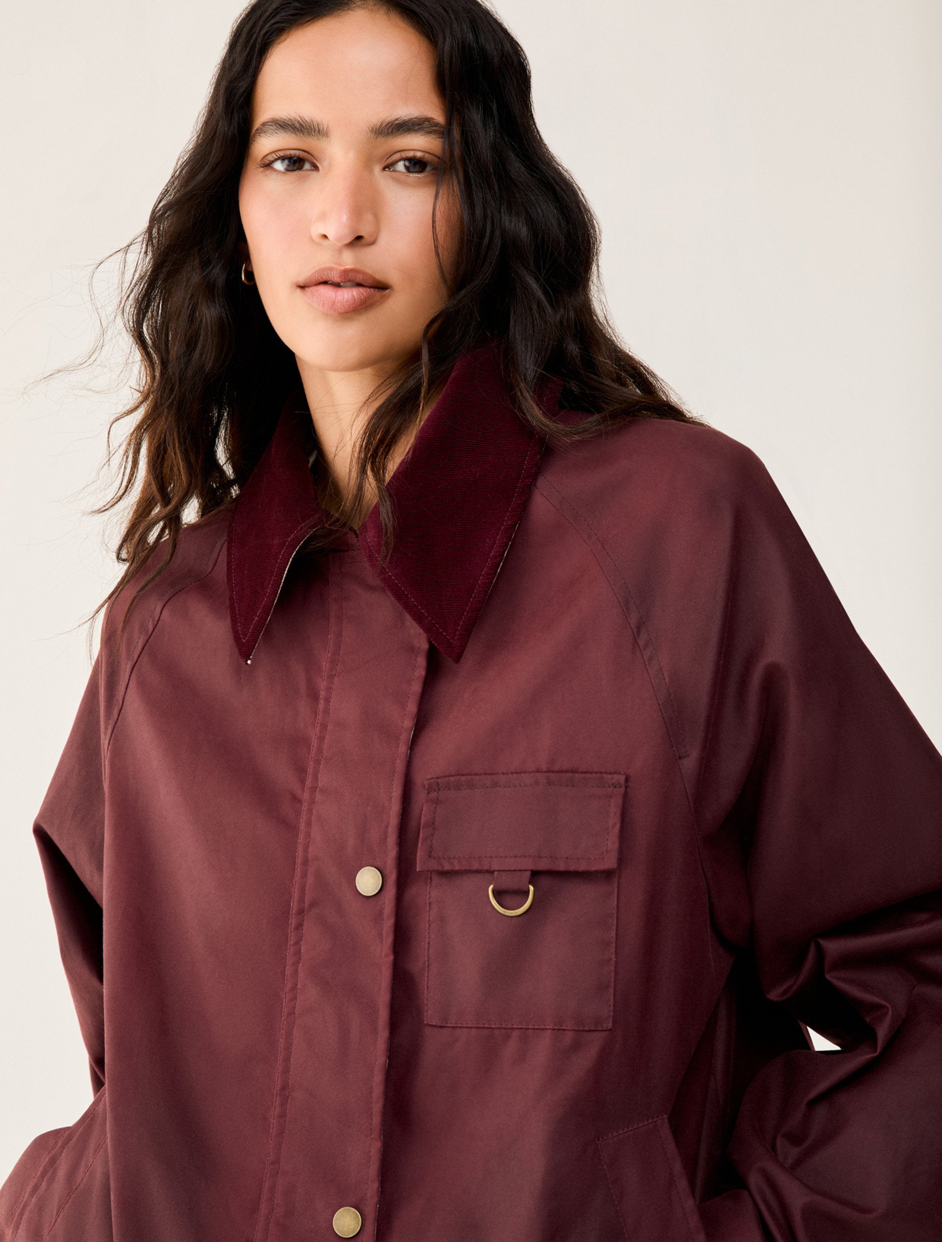 Waxed cotton jacket - BORDEAUX - pennyblack