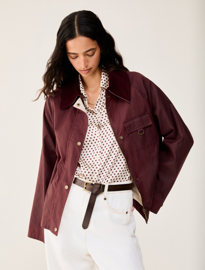 Waxed cotton jacket - BORDEAUX - pennyblack