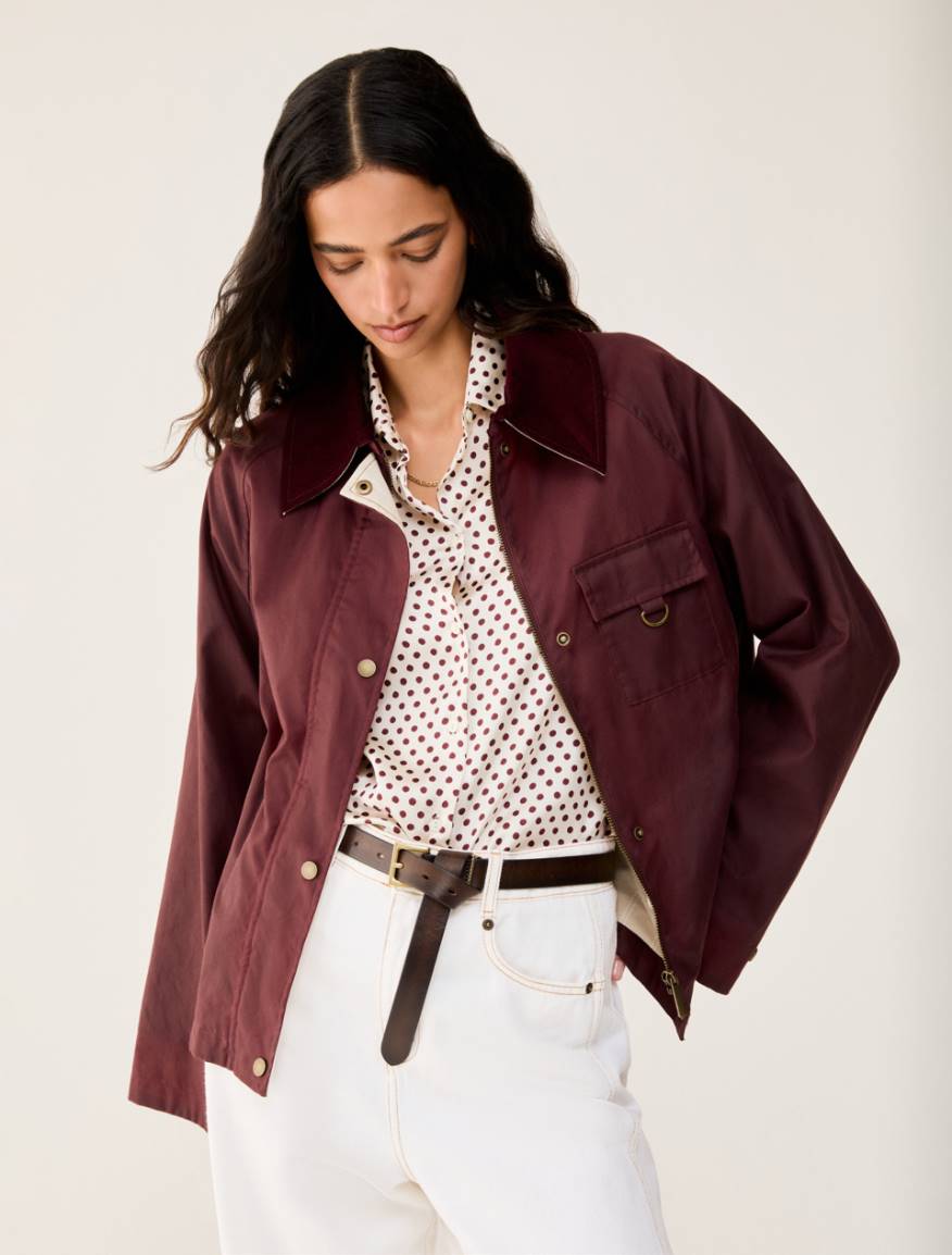 Waxed cotton jacket - BORDEAUX - Pennyblack