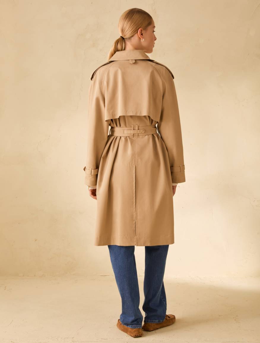 Double-breasted gabardine trench coat - SAND - Pennyblack - 3
