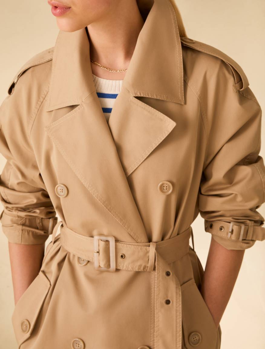 Double-breasted gabardine trench coat - SAND - Pennyblack - 4