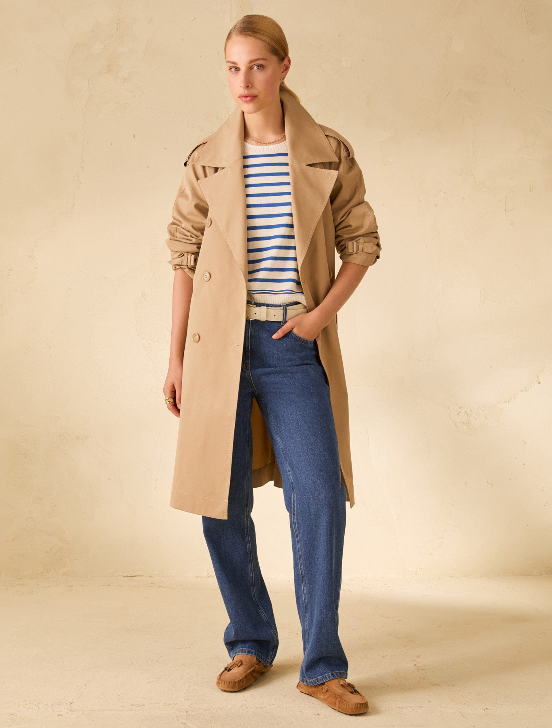 Double-breasted gabardine trench coat - SAND - pennyblack