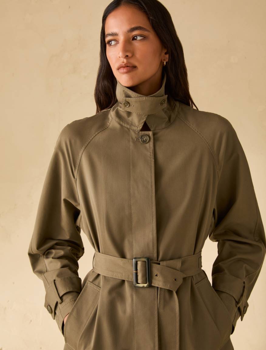 Single-breasted gabardine trench coat - KAKI - Pennyblack - 4