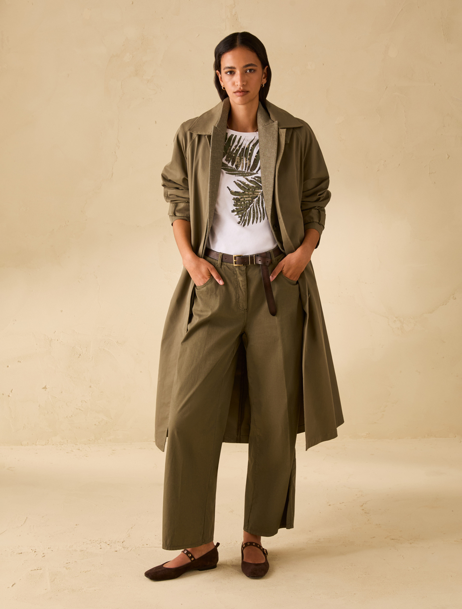 Single-breasted gabardine trench coat - KAKI - pennyblack