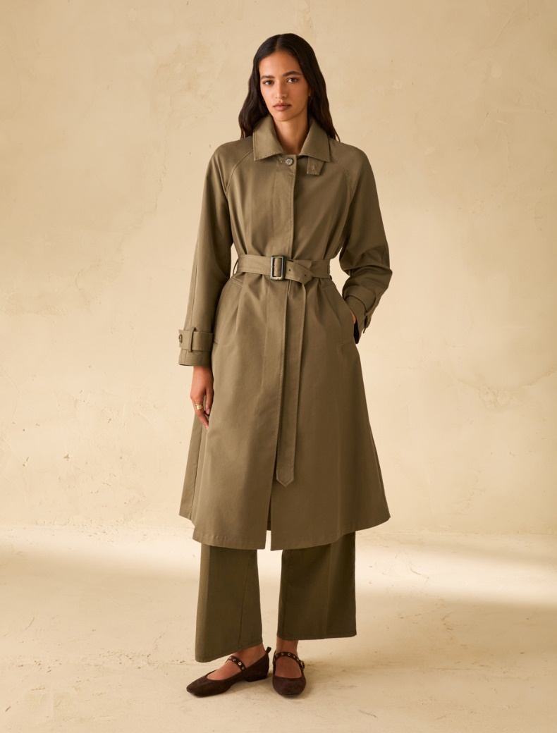 Single-breasted gabardine trench coat - KAKI - pennyblack