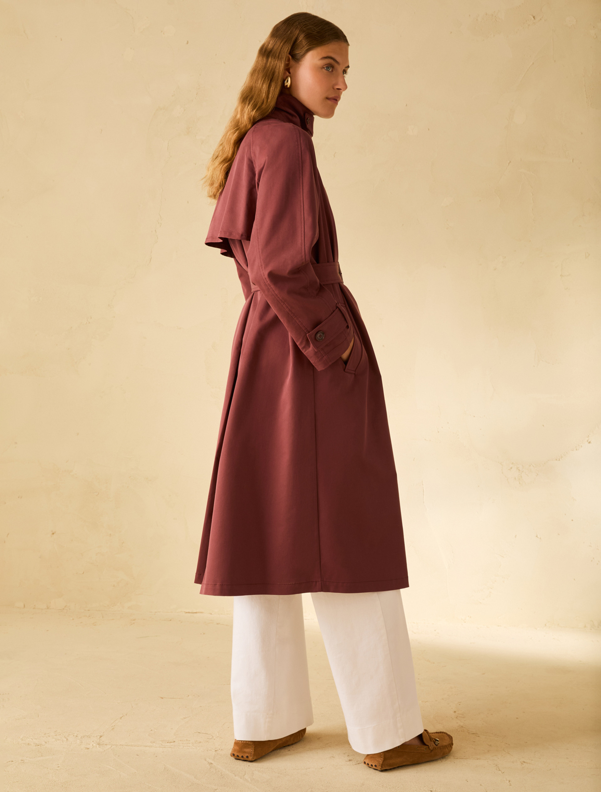 Single-breasted gabardine trench coat - BORDEAUX - pennyblack