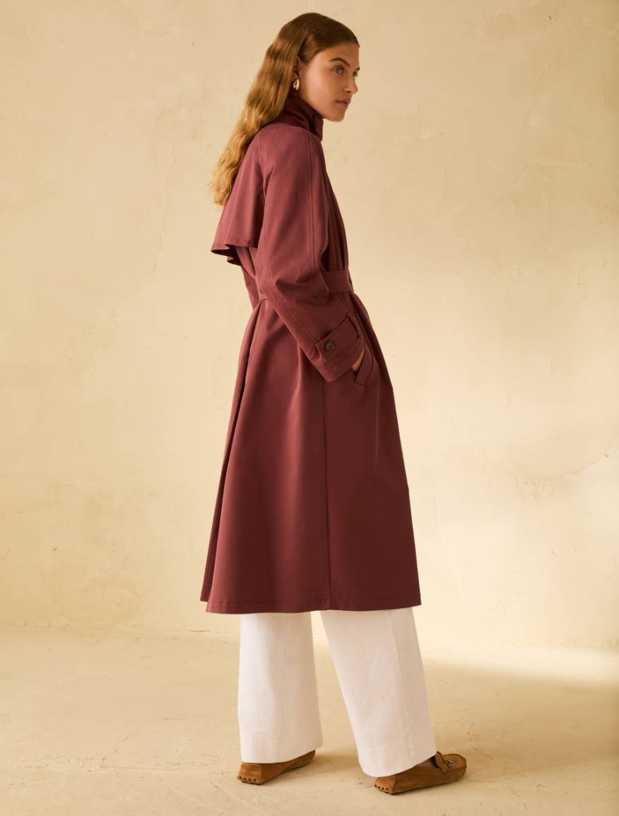 Single-breasted gabardine trench coat - BORDEAUX - Pennyblack - 3