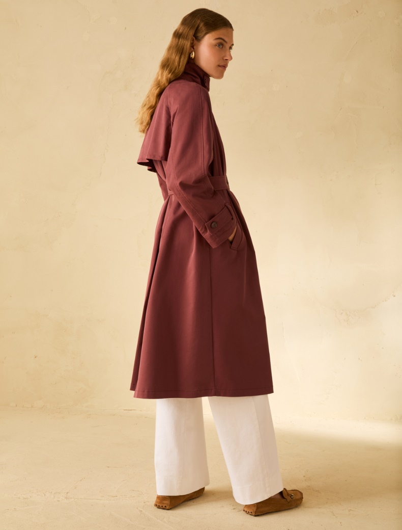 Single-breasted gabardine trench coat - BORDEAUX - pennyblack