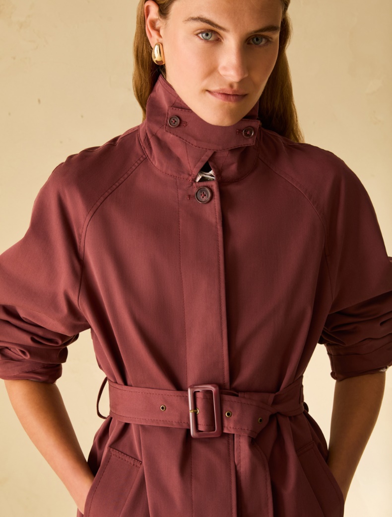 Single-breasted gabardine trench coat - BORDEAUX - pennyblack