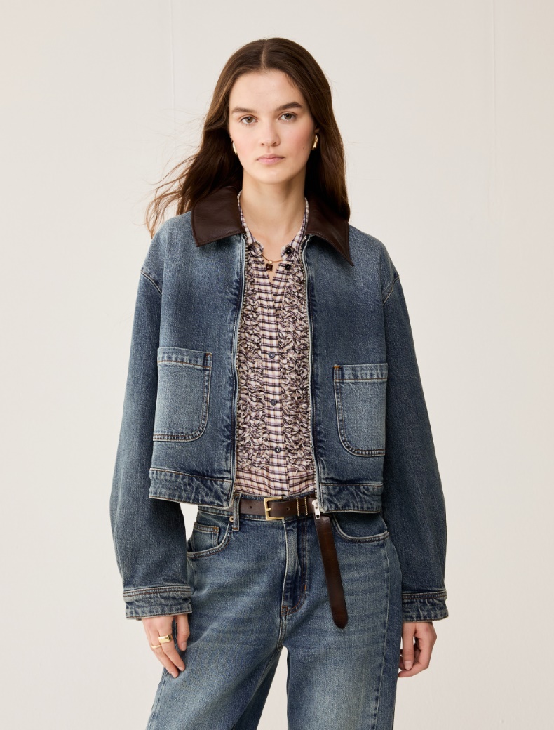 Cropped denim jacket - BLUE JEANS - pennyblack